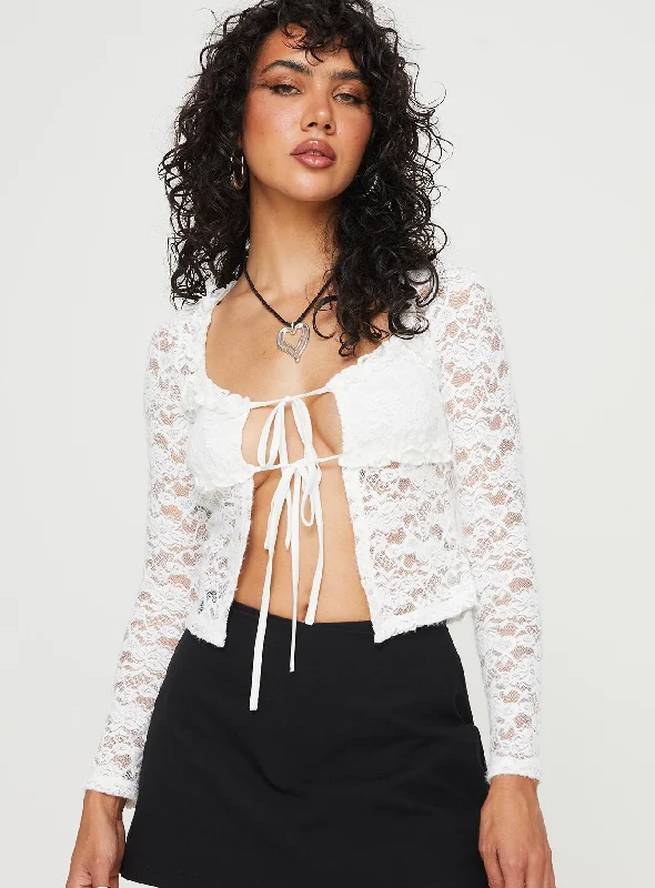 Artimus Long Sleeve Lace Top White