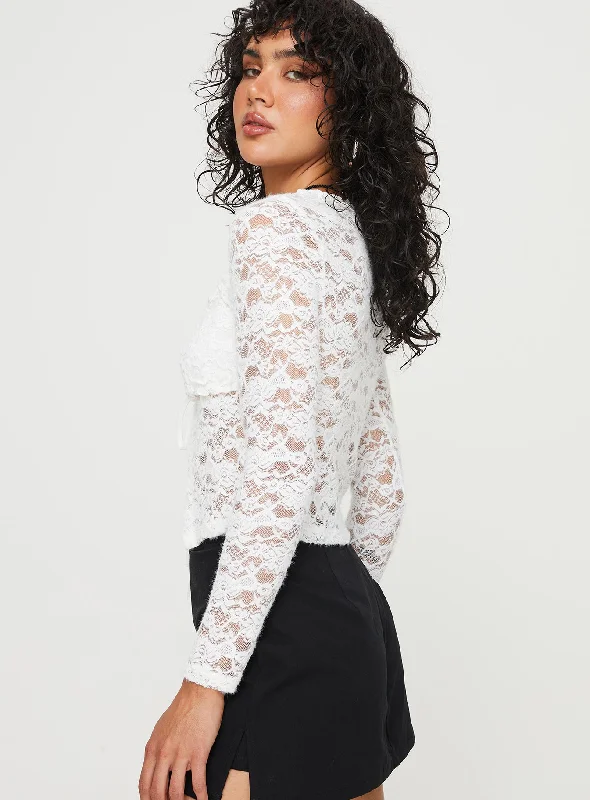 Artimus Long Sleeve Lace Top White