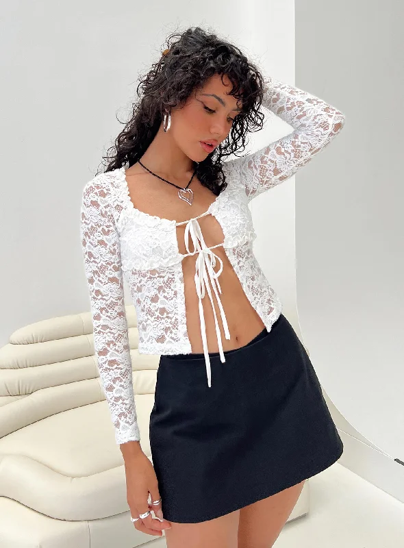 Artimus Long Sleeve Lace Top White