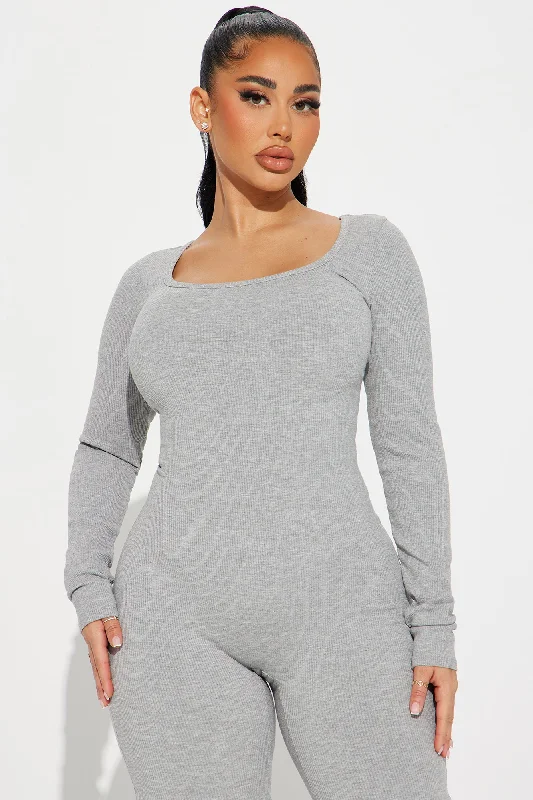 Audrey Snatched Jumpsuit - Heather Grey