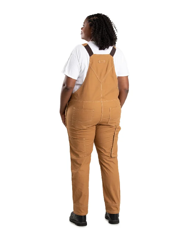 Berne Womens Unlined Stretch Brown Duck Cotton Blend Bib Overall