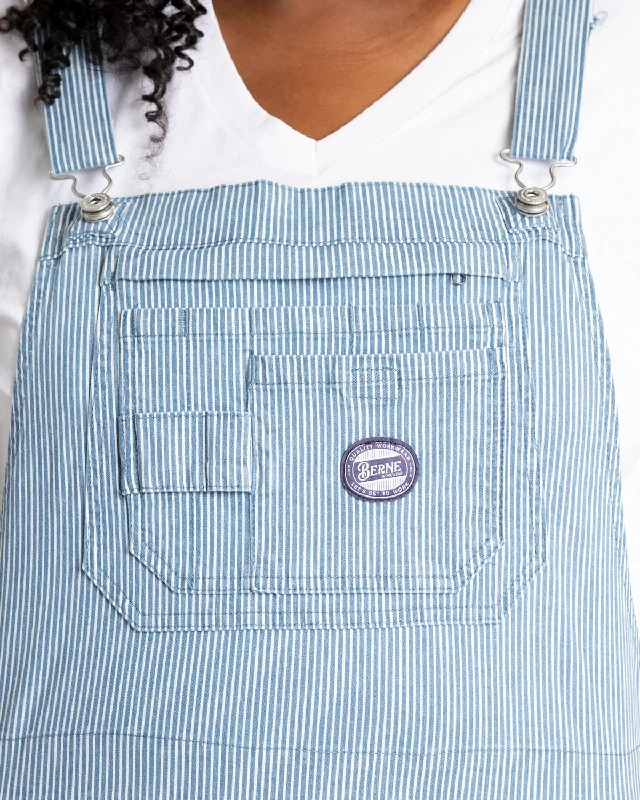 Berne Womens Vintage Washed Flex Hickory Stripe Cotton Blend Bib Overall