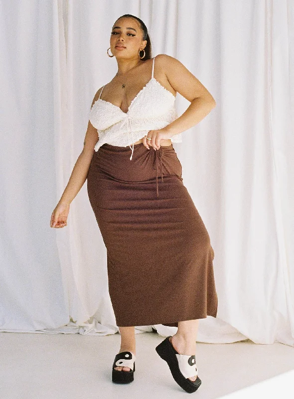 Caroline Midi Skirt Brown Curve