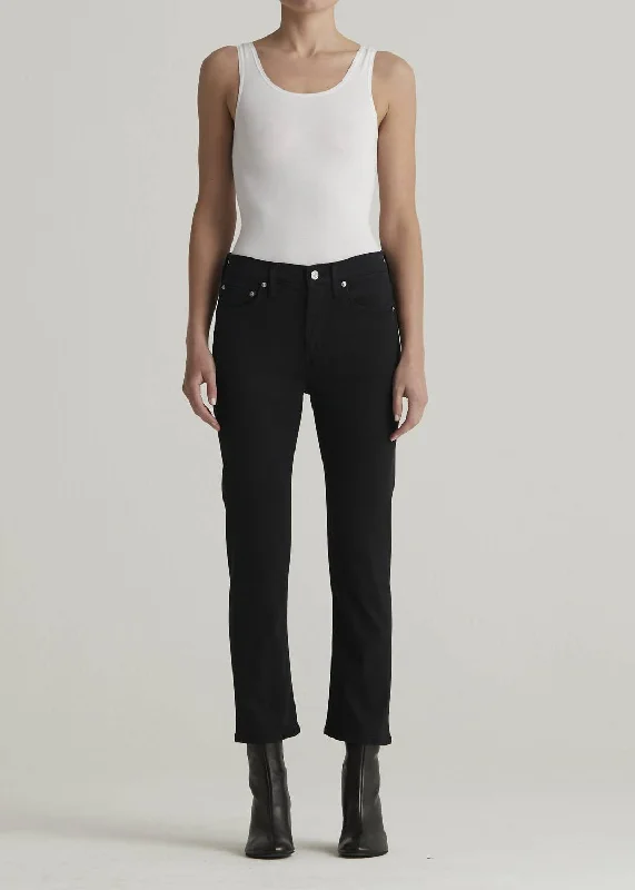 Elin Mid Rise Straight Leg Jean In Black