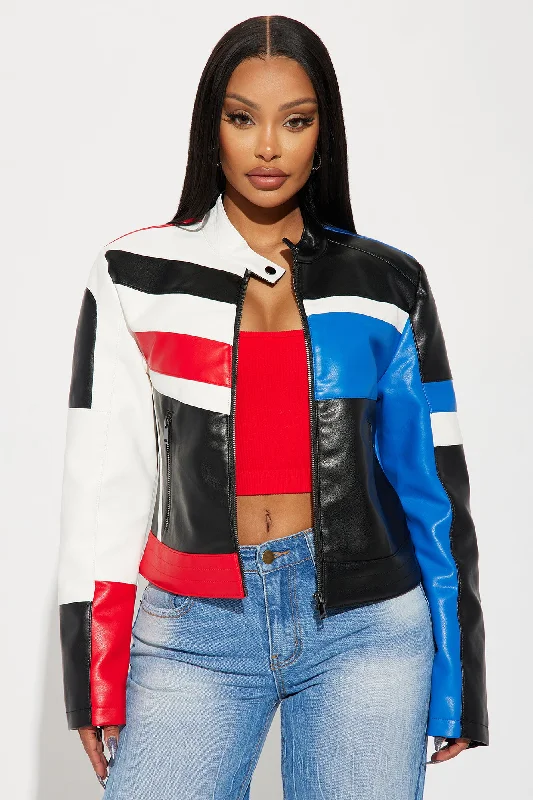 Fast Nights Faux Leather Jacket - Multi Color