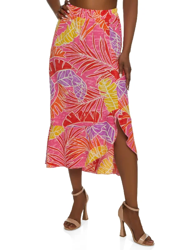 Printed Side Slit Maxi Skirt