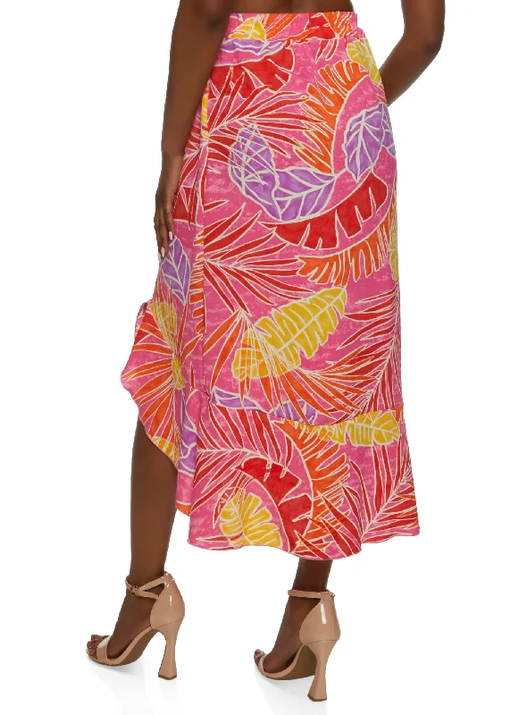 Printed Side Slit Maxi Skirt