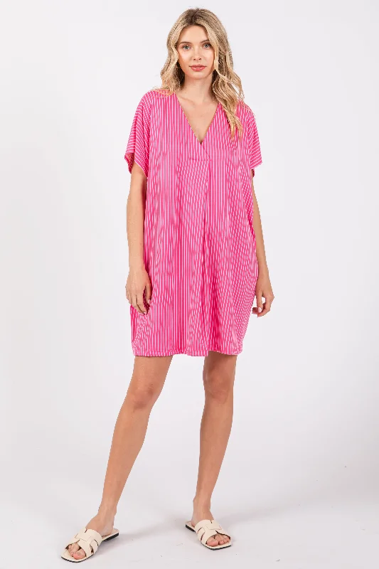 Fuchsia Striped Soft Knit Dress