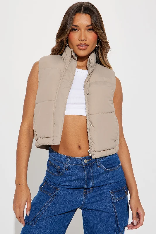 Glamping Sherpa Lined Vest - Khaki