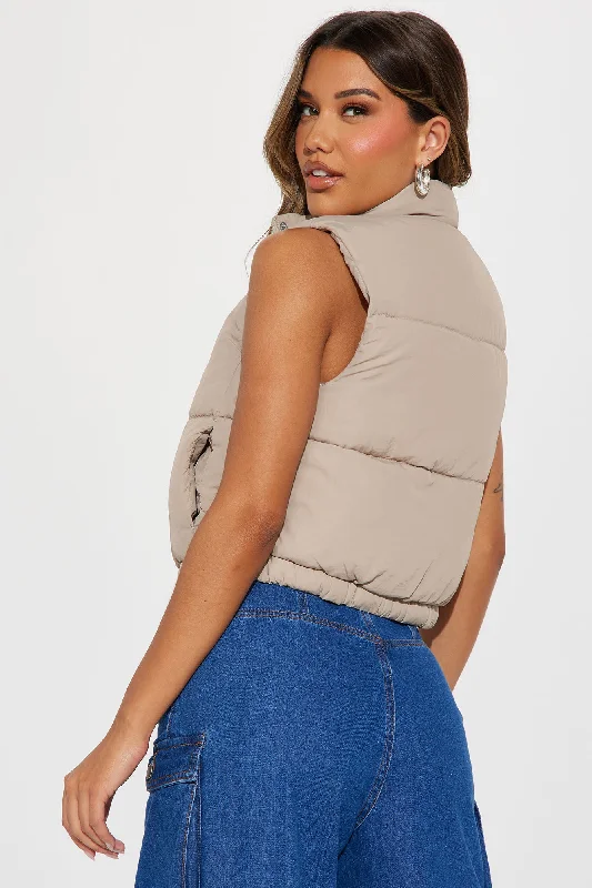 Glamping Sherpa Lined Vest - Khaki