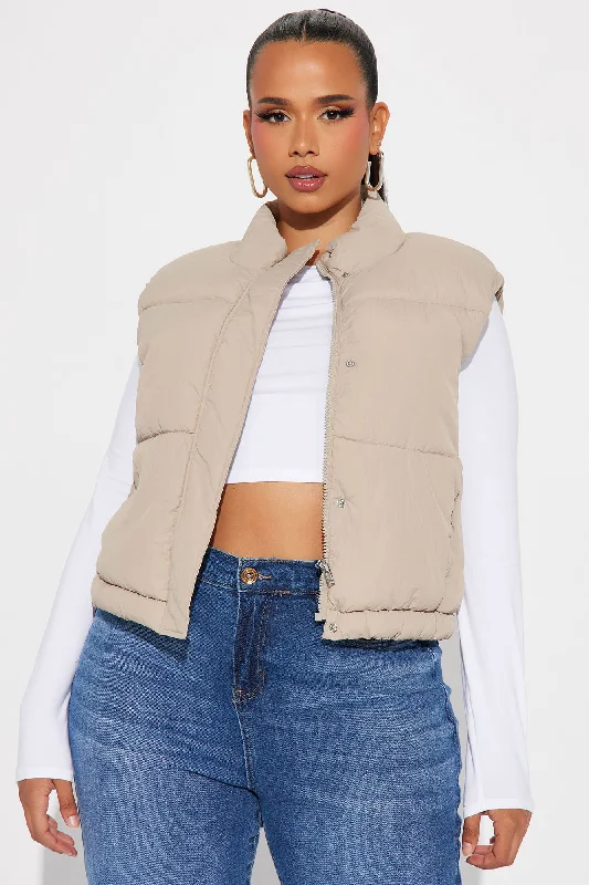 Glamping Sherpa Lined Vest - Khaki