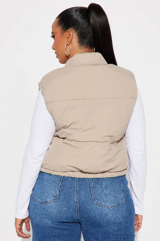 Glamping Sherpa Lined Vest - Khaki