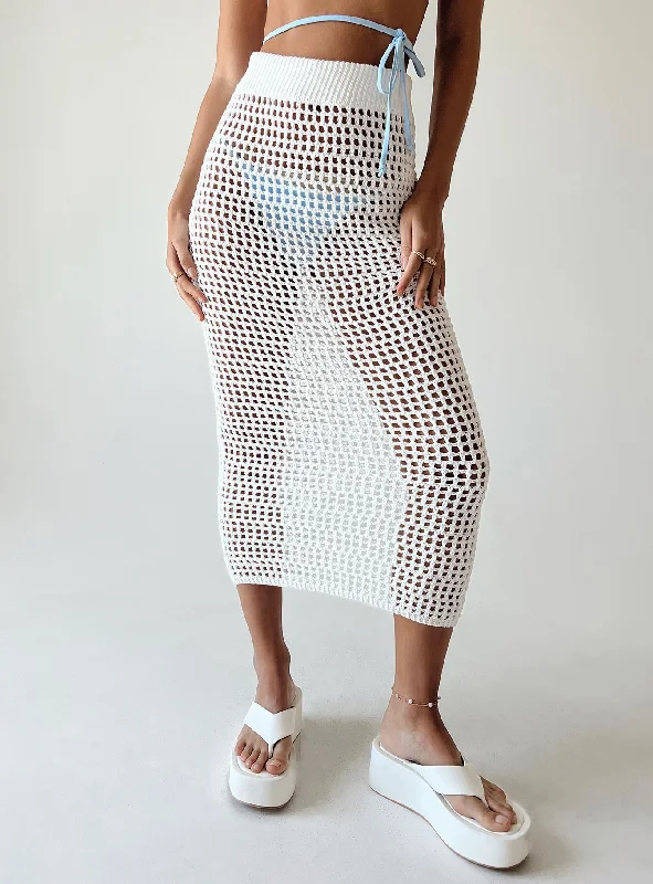 Golda Crochet Maxi Skirt White