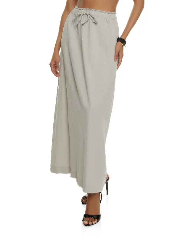 Frayed Hem Maxi Skirt