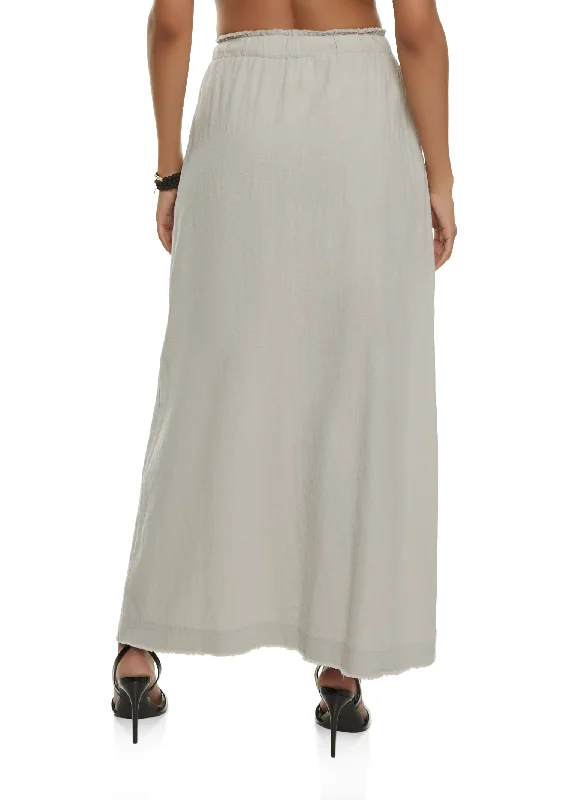 Frayed Hem Maxi Skirt