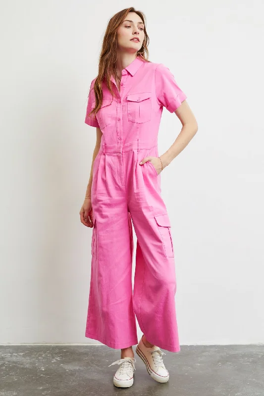 Hot Pink Utility Jumpsuit