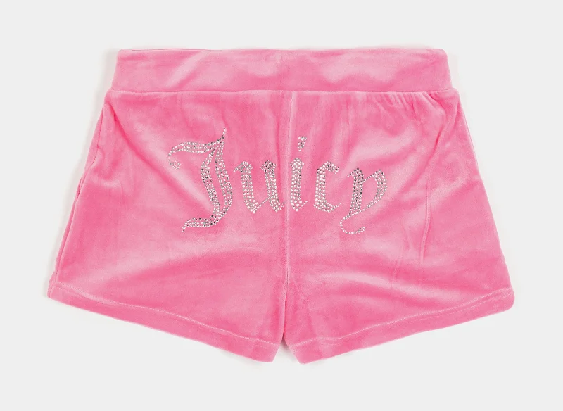 OG Bling Velour Womens Shorts (Pink)