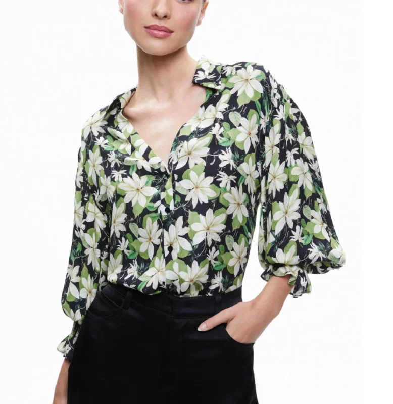 Julius Collared Blouse In Moonlight Floral Large