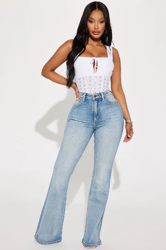 Let Them Know Stretch Flare Jean - Light Wash