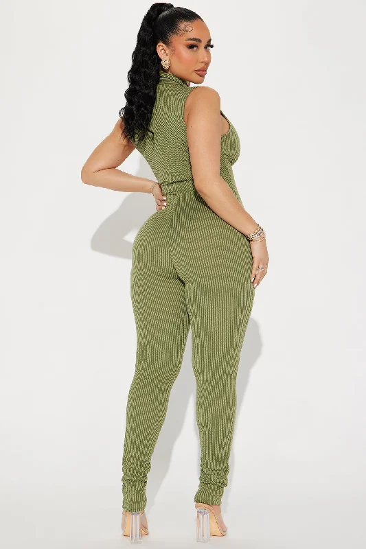 Love Lounge Ribbed Jumpsuit - Olive