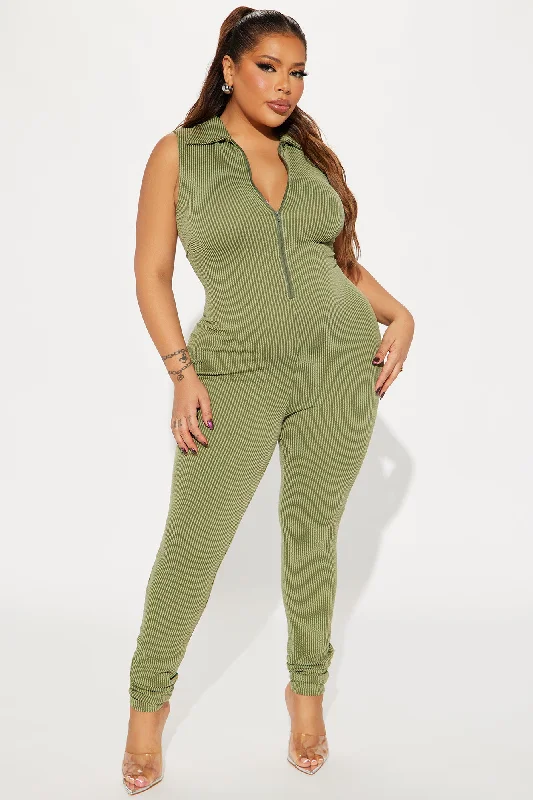 Love Lounge Ribbed Jumpsuit - Olive