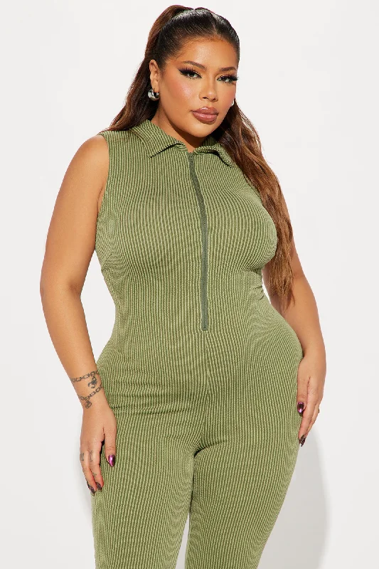 Love Lounge Ribbed Jumpsuit - Olive