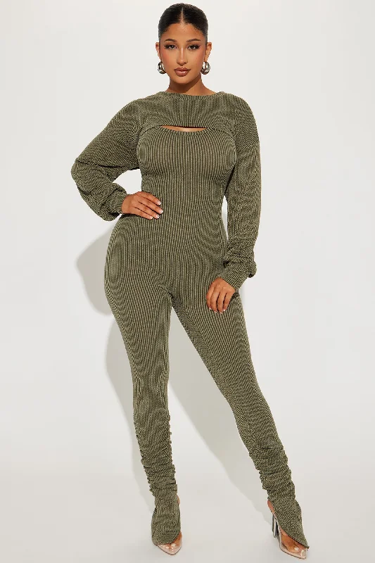 Maisie 2 Piece Jumpsuit Set - Olive