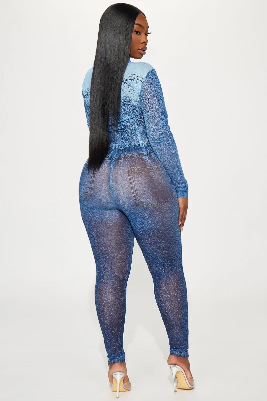 Matter Of Time Mesh Jumpsuit - Blue