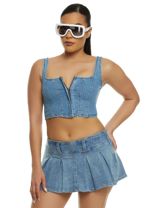 Almost Famous Denim Pleated Skort