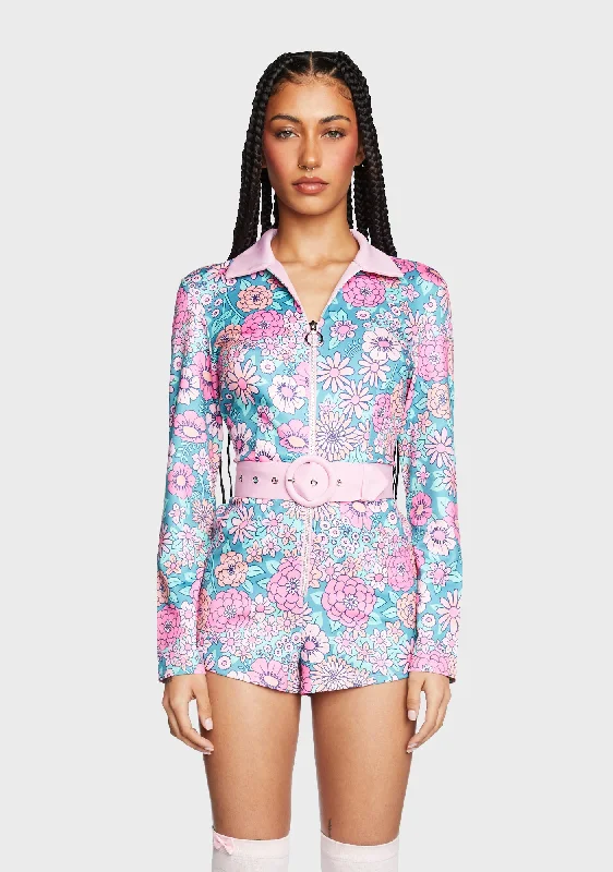 Modern Love Floral Romper - Pink/Blue