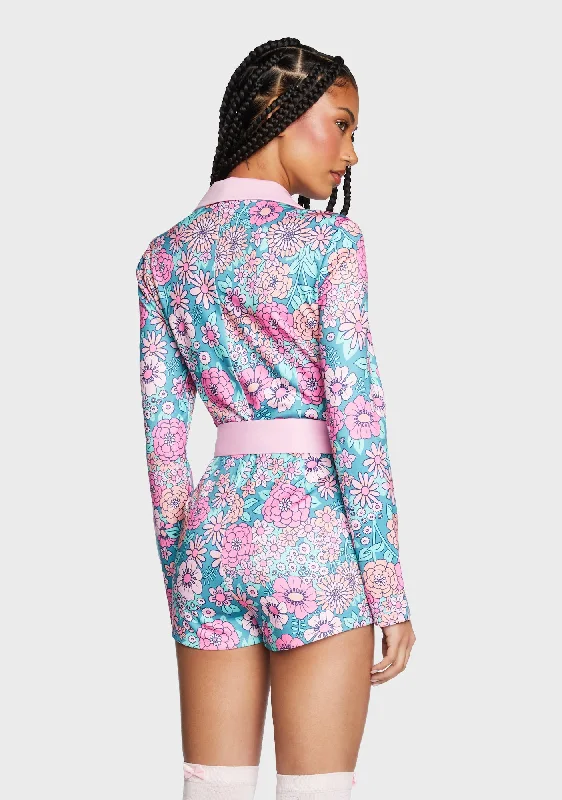 Modern Love Floral Romper - Pink/Blue