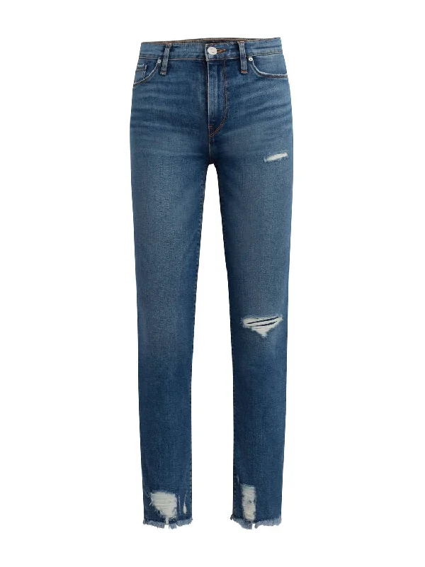 Nico Mid Rise Straight Crop Jeans In Seaglass