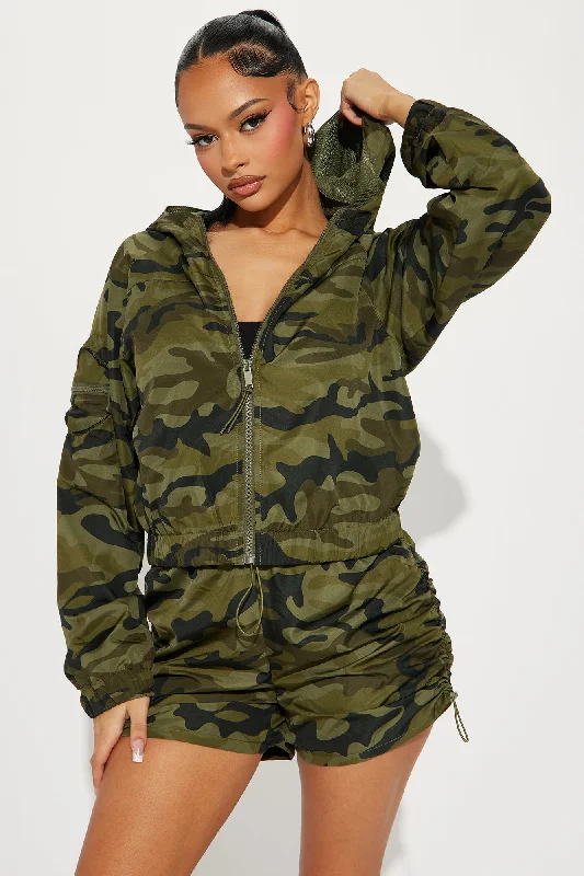 Playing Games Camo Windbreaker - Olive/combo