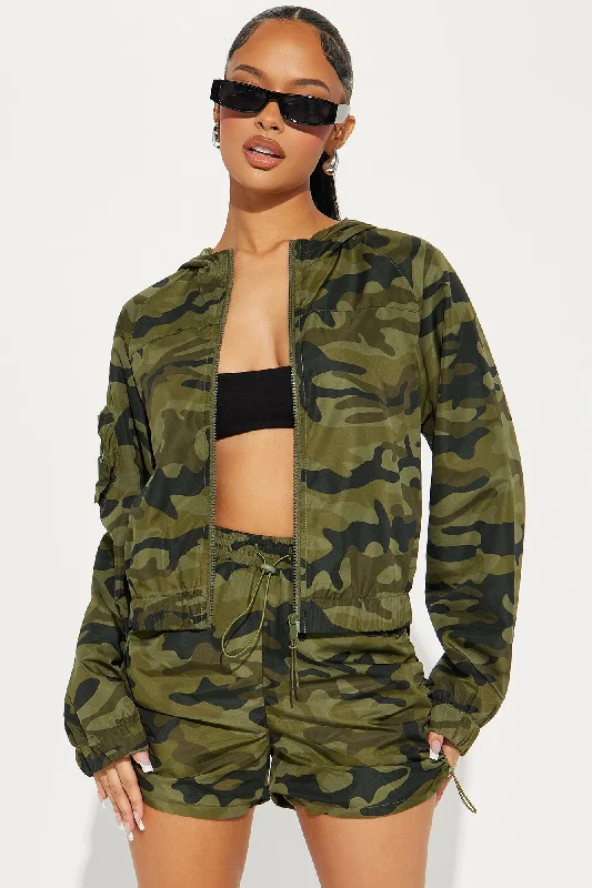 Playing Games Camo Windbreaker - Olive/combo