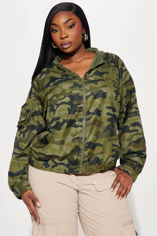 Playing Games Camo Windbreaker - Olive/combo