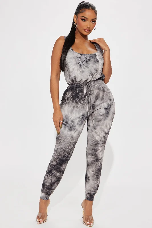 Point Of Lounge Tie Dye Jumpsuit - Grey