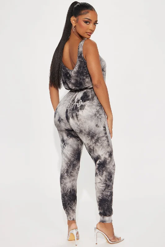 Point Of Lounge Tie Dye Jumpsuit - Grey