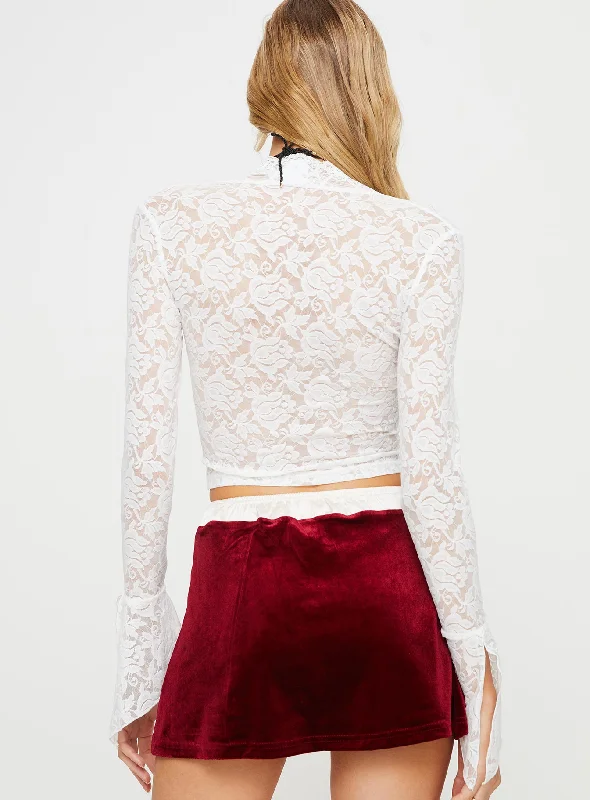 Relli Long Sleeve Lace Top White