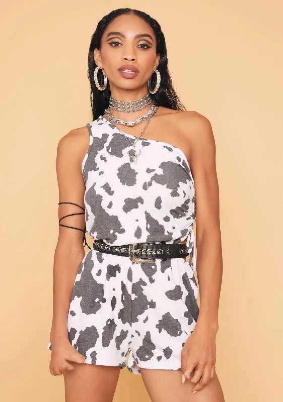 Rough Riding Cow Print Romper