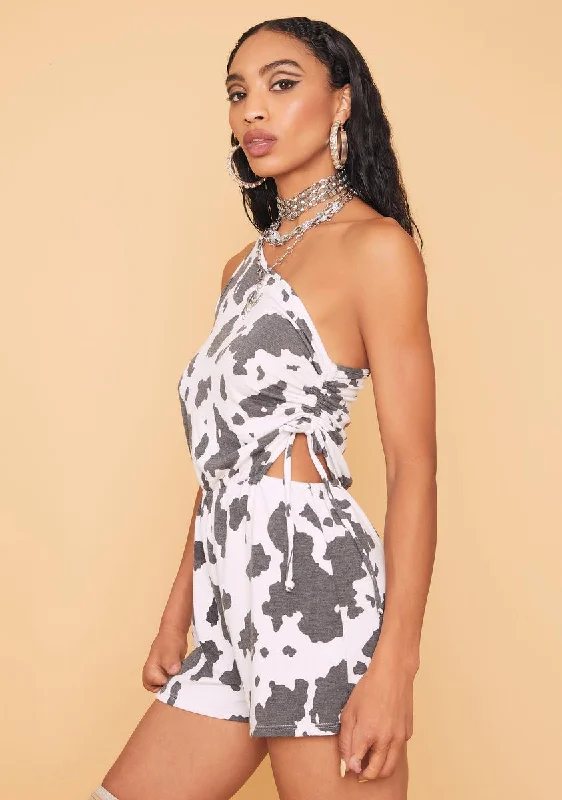 Rough Riding Cow Print Romper