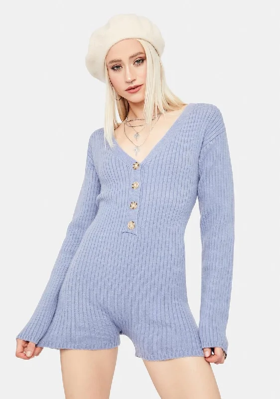 Sky Chill Takeover Knit Ribbed Romper