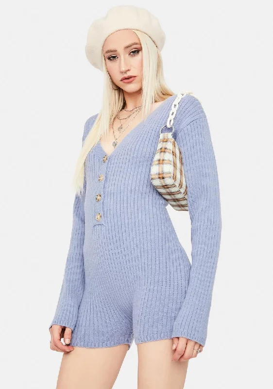 Sky Chill Takeover Knit Ribbed Romper