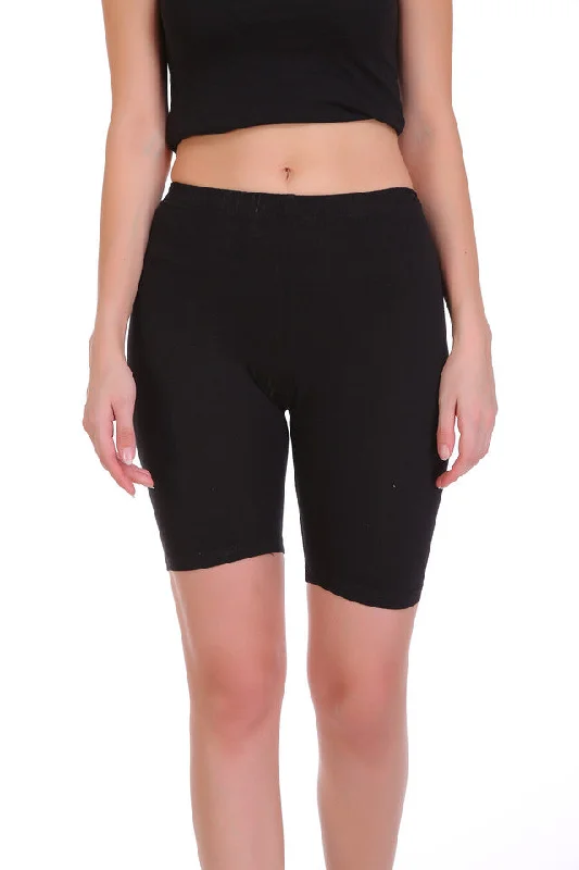 T.T. Women Cotton Spandex  Multipurpose Short  Black