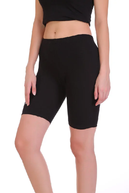 T.T. Women Cotton Spandex  Multipurpose Short  Black