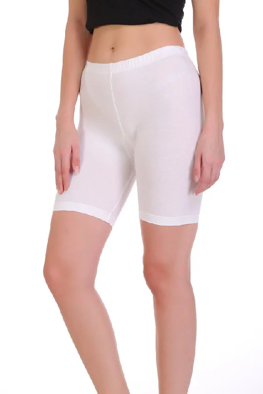 T.T. Women Cotton Spandex  Multipurpose Short Pack Of 2 White-Black