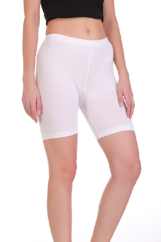 T.T. Women Cotton Spandex  Multipurpose Short Pack Of 2 White-Black