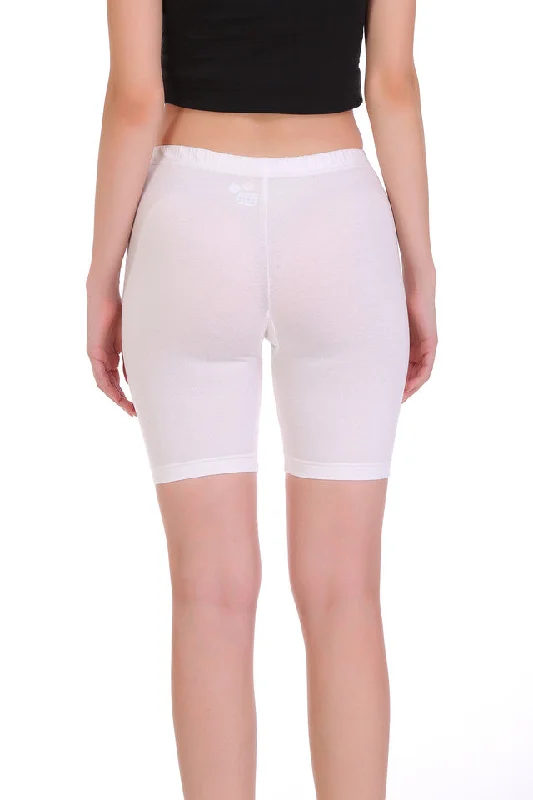 T.T. Women Cotton Spandex  Multipurpose Short Pack Of 2 White-Black