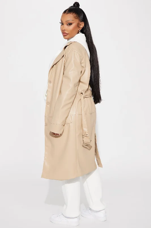 Take Me Home Tonight Faux Leather Trench - Tan