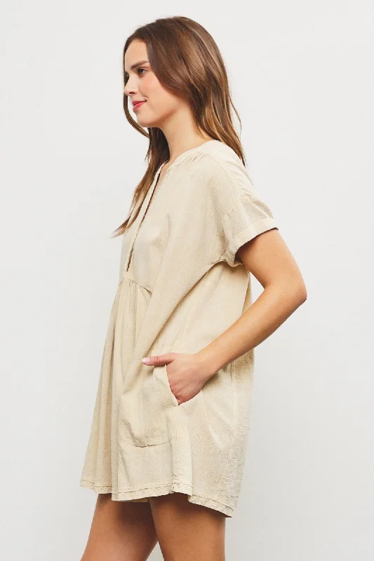 Taupe Cuffed Sleeve Romper