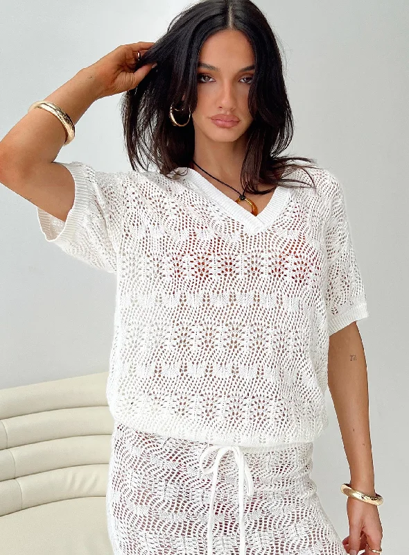 Vacation Knit Top White